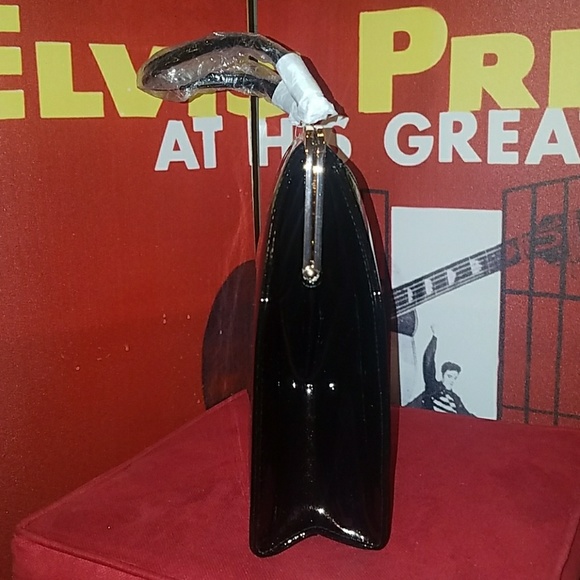 Tatyana Vintage Black To Die For Coffin Kisslock Pinup Purse w Leopard Lining - Picture 7 of 8